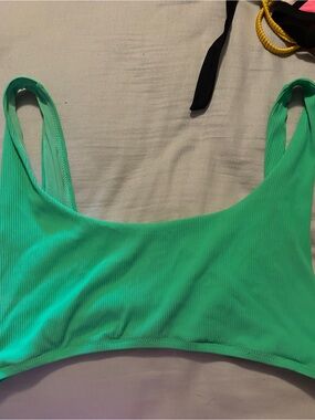 Aerie Scoop Neon Green Ribbed Bikini Top XL